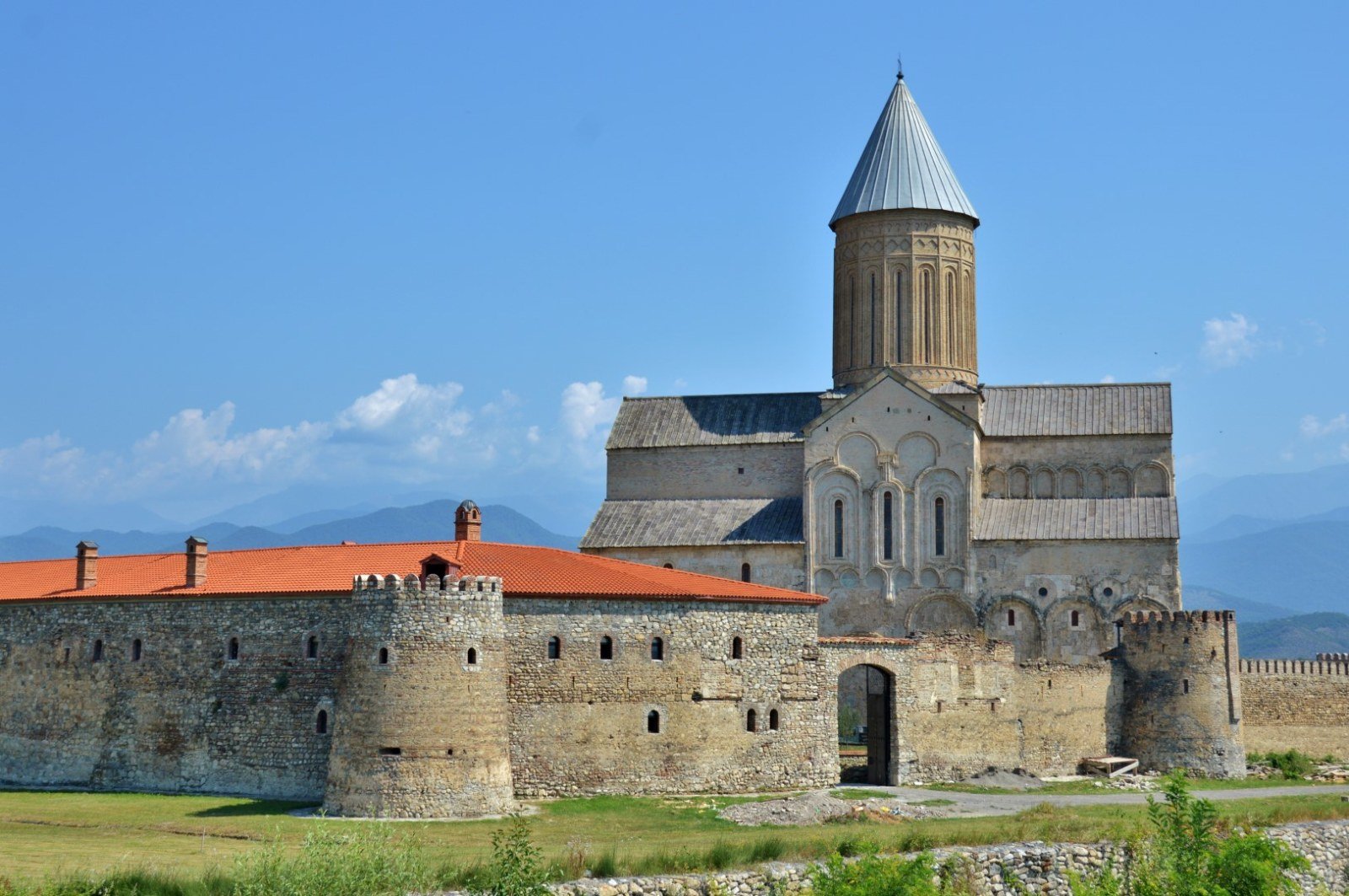 View of walls and cathedral of Alaverdi Monastery from the southwest
