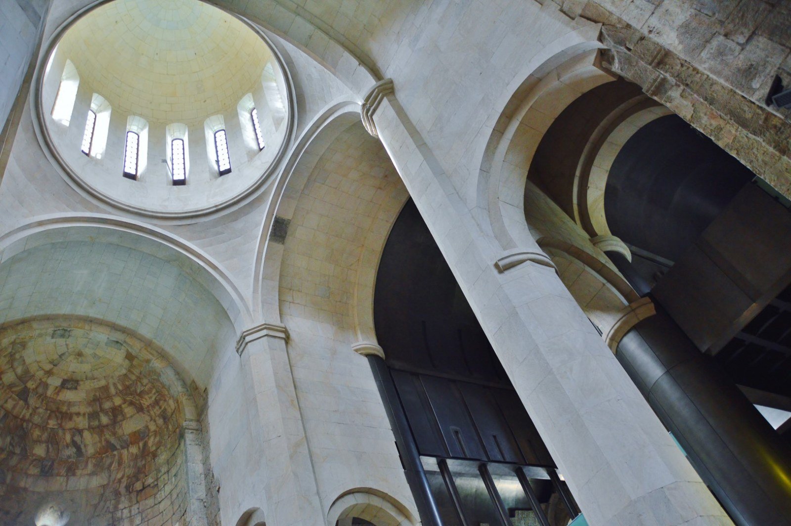 Reconstructed and original vaults inside Bagrati Cathedral