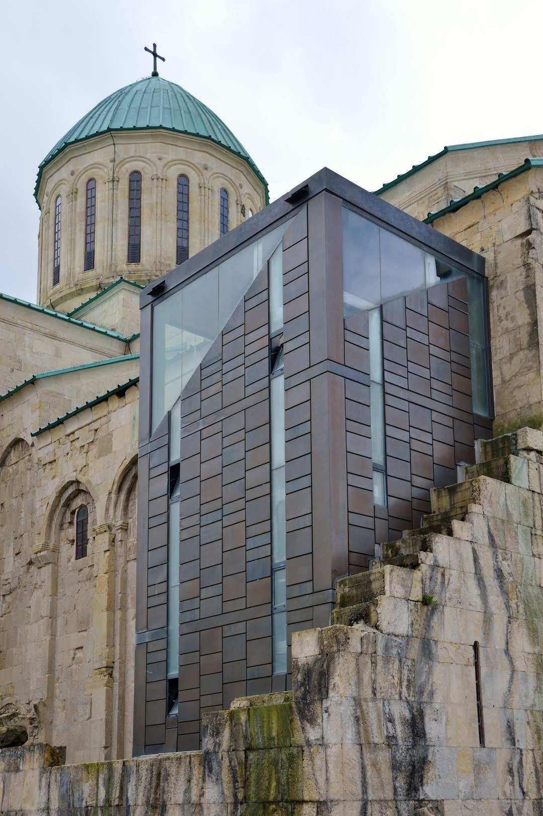 Metal and glass addition built in 2012 to Bagrati Cathedral