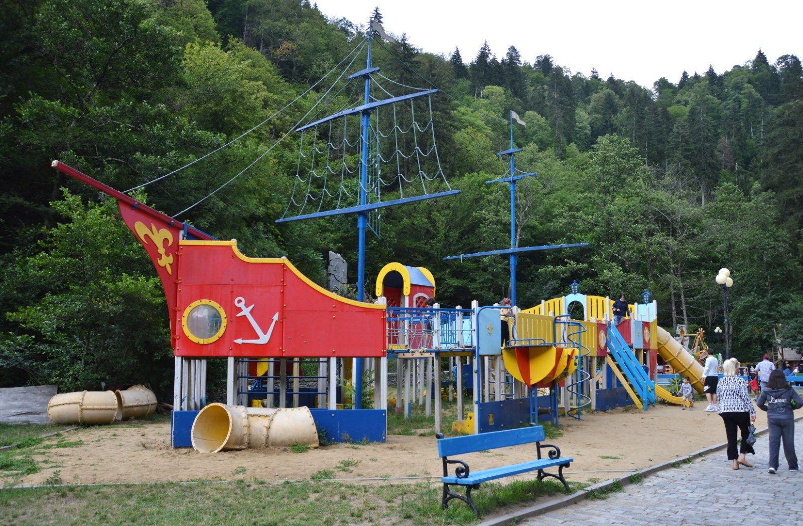 Boat-shaped children's play area in Borjomi Thermal Park