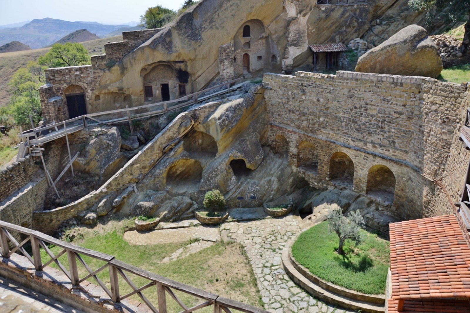 Western view of David Gareja monastery and monks' caves