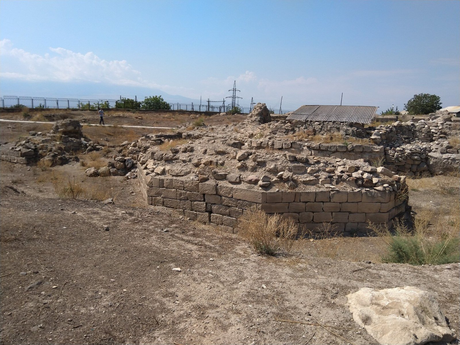 Wall remains and foundations at the ruins of Dvin, Ararat region