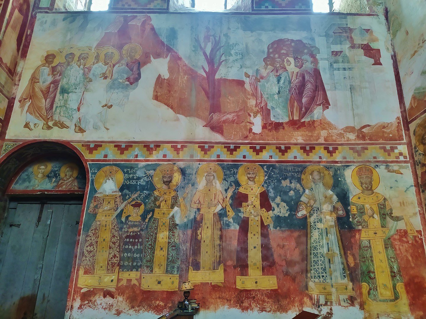 North arm frescoes with David the Builder, Cathedral of the Virgin at Gelati