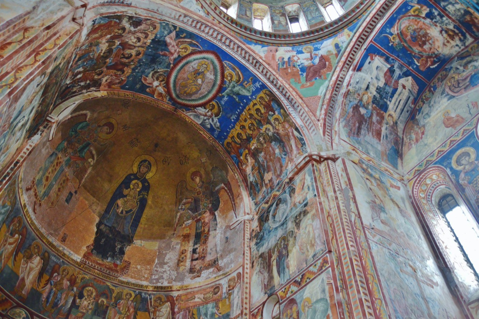 Golden mosaic in the apse of the Cathedral of the Virgin, Gelati Monastery