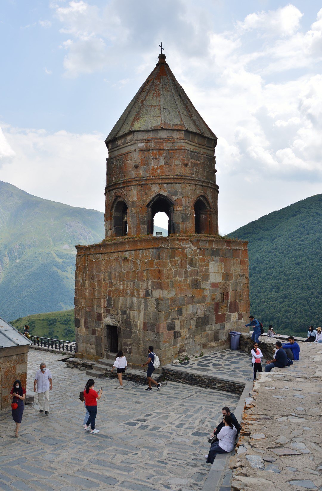 Medieval bell tower of Gergeti Church, second shot