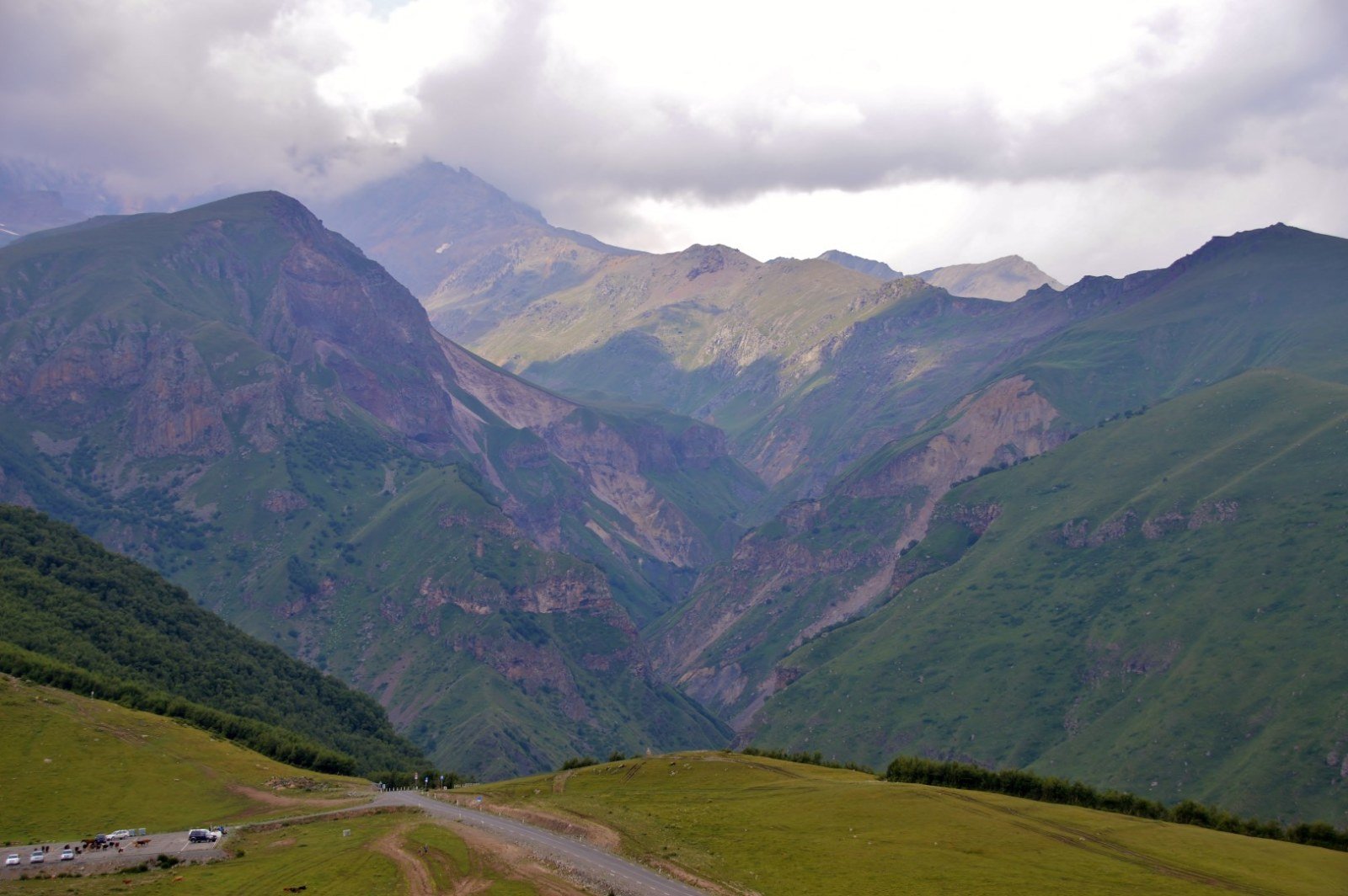 Greater Caucasus panorama from Gergeti Trinity Church