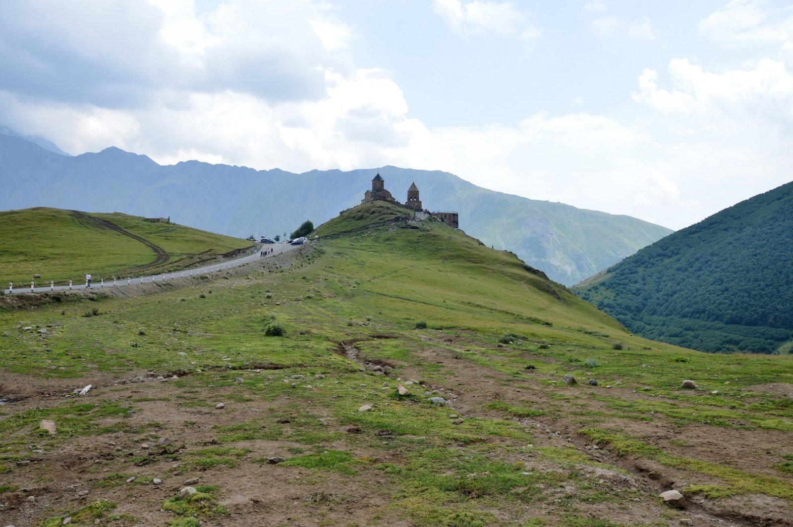 Gergeti Trinity Church promontory above Stepantsminda