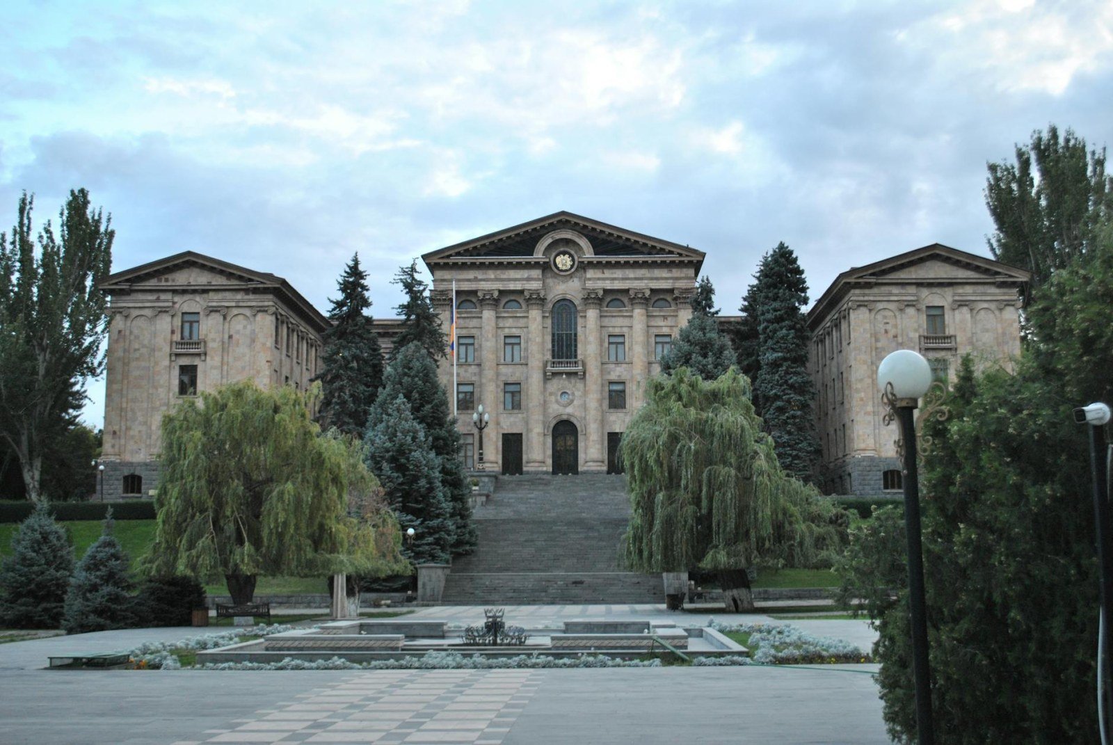 Interior hall of the History Museum of Armenia with archaeology display cases