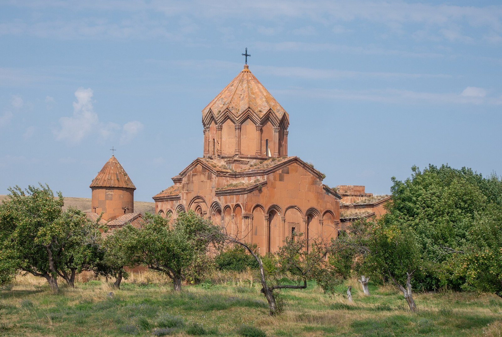 Detail of khachkars on the walls of Marmashen Monastery, Shirak
