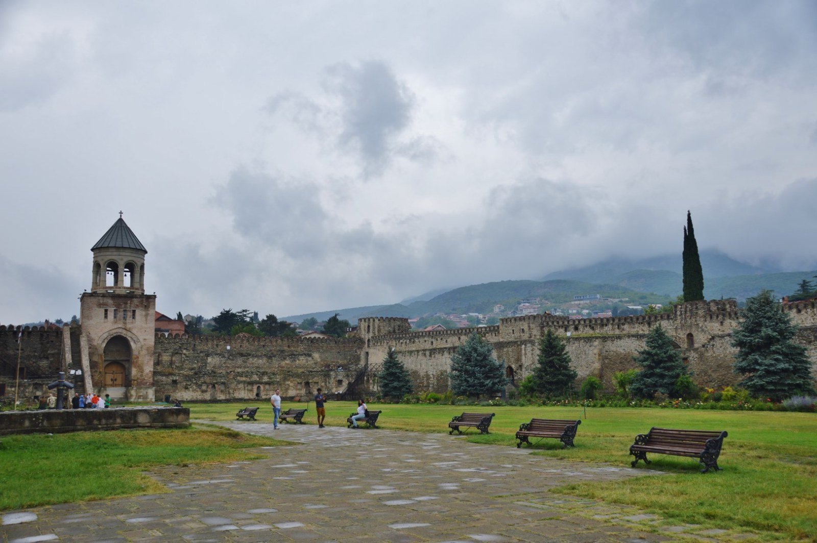 Bell tower and walls of the Sveti Tskhoveli precinct in Mtskheta