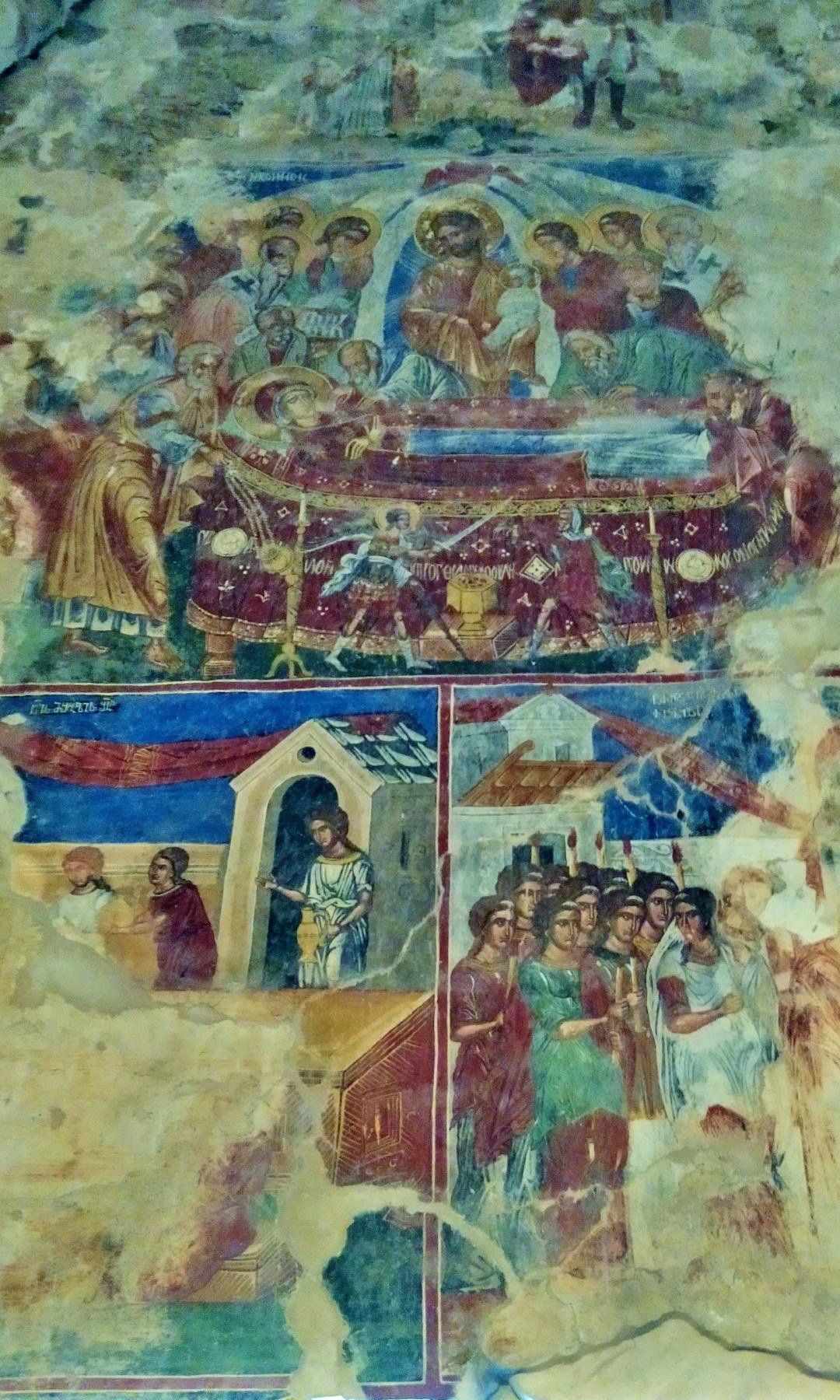Medieval frescoes inside the Church of the Dormition, Nekresi Monastery