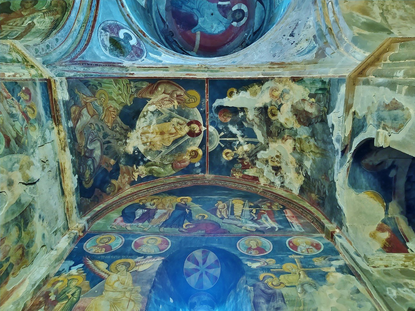 Medieval frescoes at the foot of the nave of St Saba, Sapara Monastery