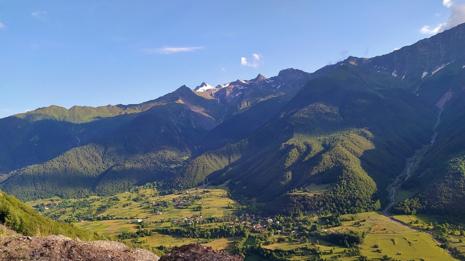 Mountains of Zemo Svaneti national park with peaks of the Greater Caucasus