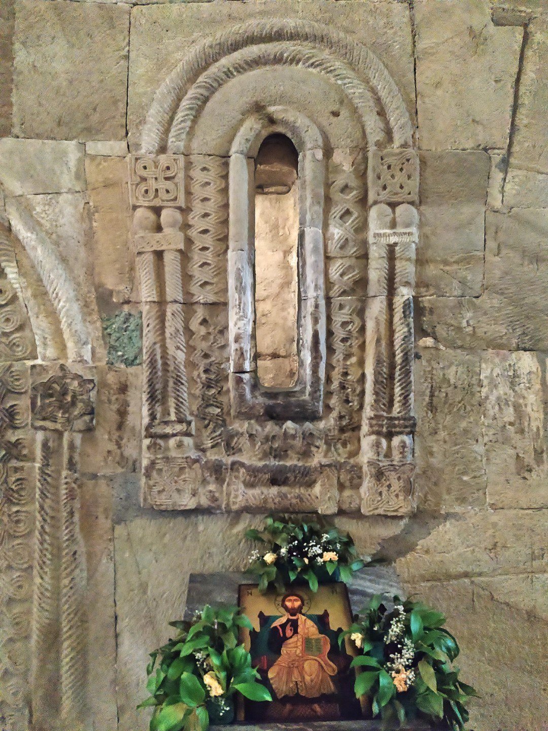 Ornamental detail on the Holy Sepulchre replica at Svetitskhoveli