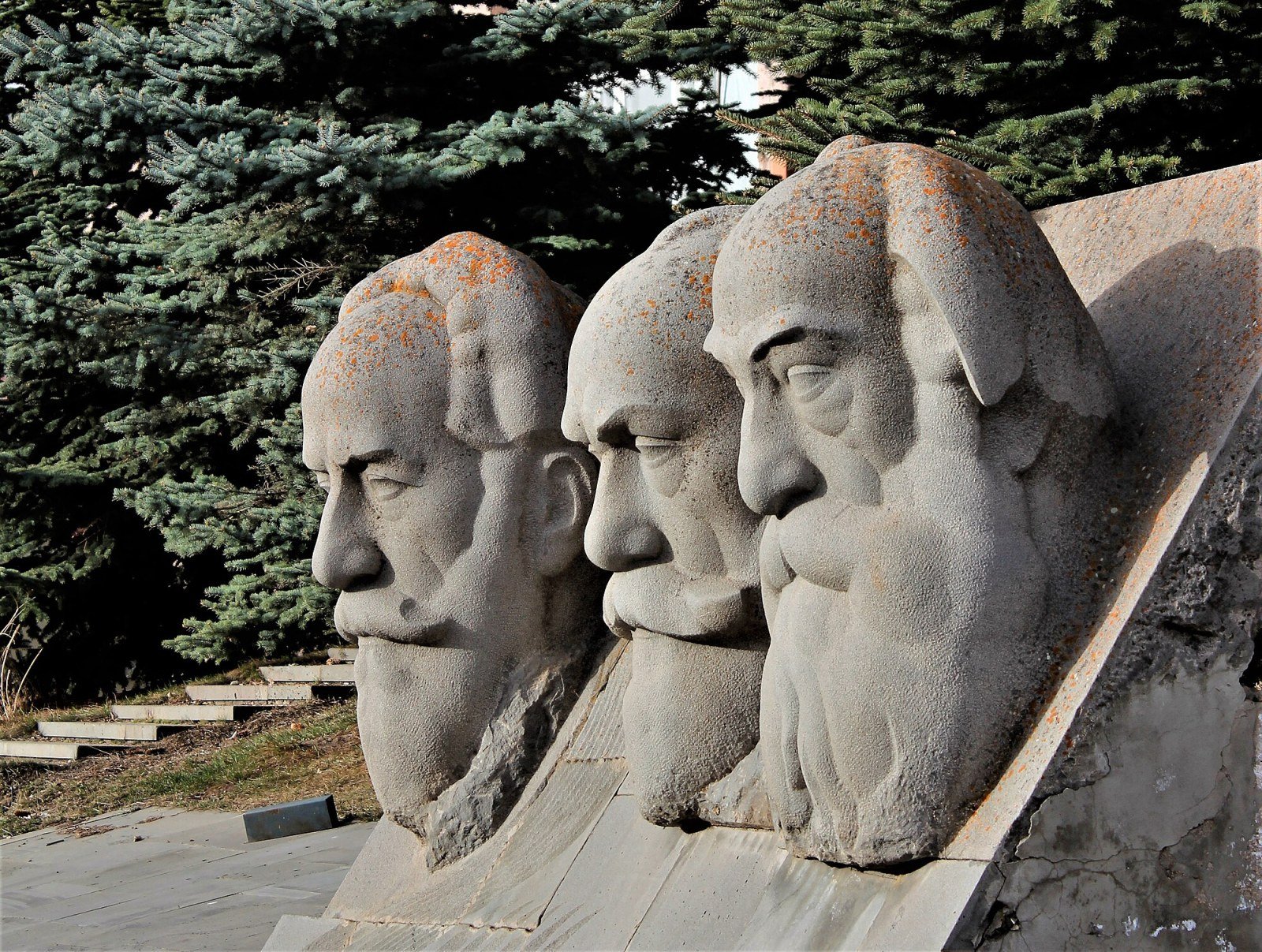 Aerial view of Tsaghkadzor among pine forests in winter