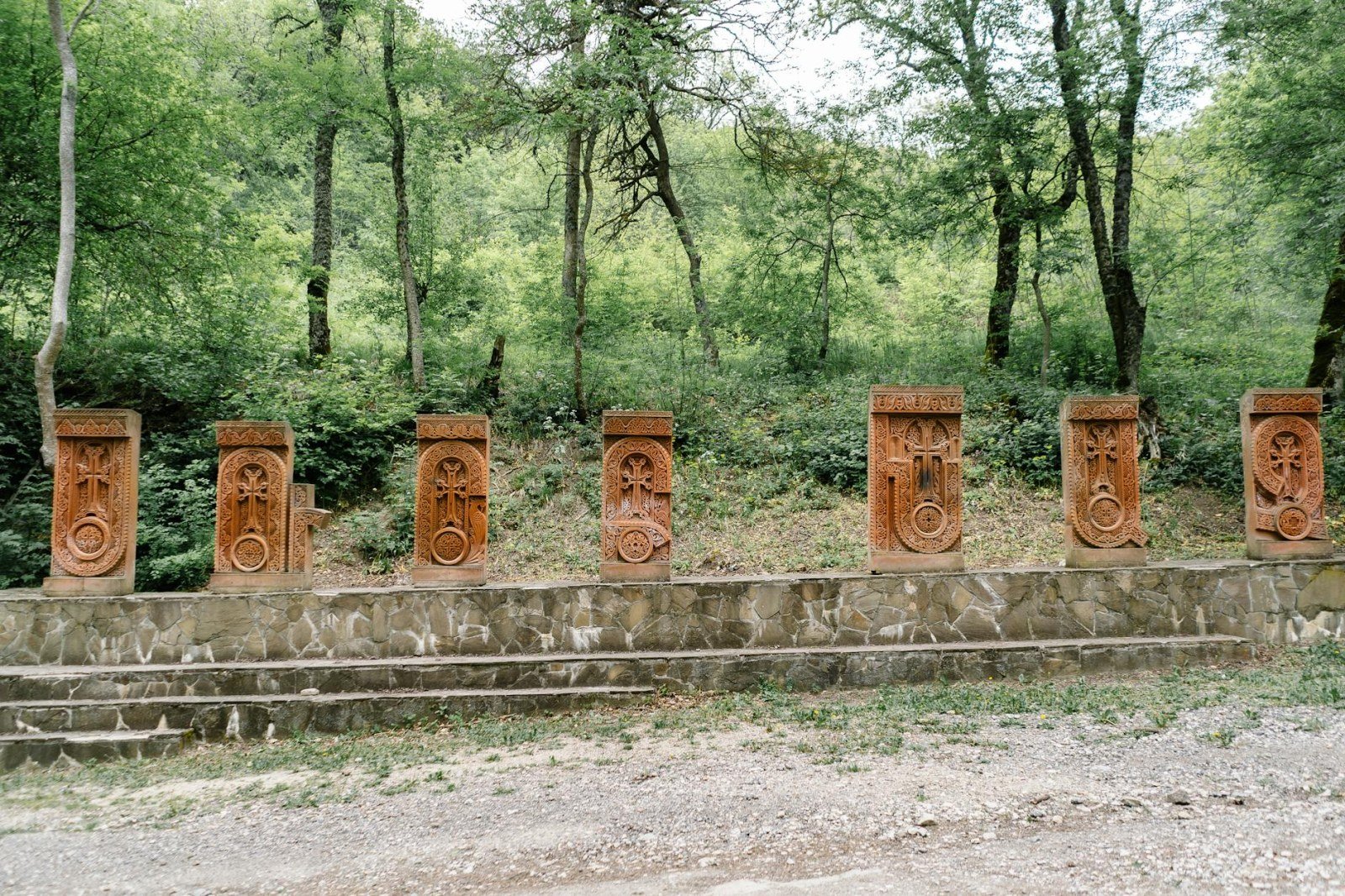 Detail of the basalt pillars of the Armenian Genocide Memorial