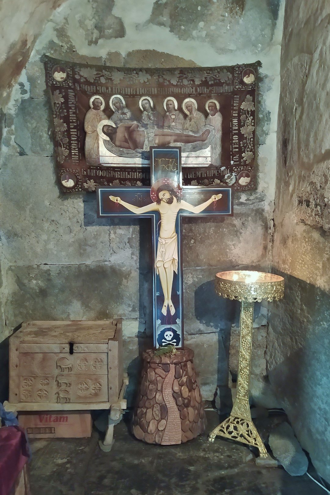 Kruzifix im Narthex der Lamaria-Kirche, Ushguli