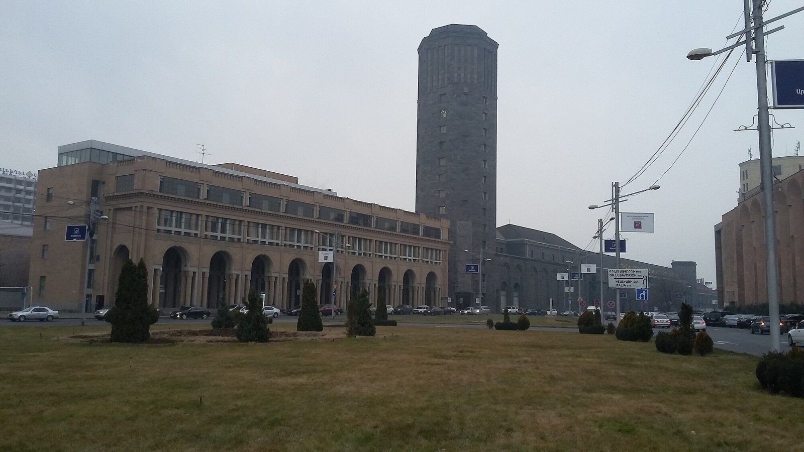 Facade of the Yerevan Brandy Factory next to the Razdan river