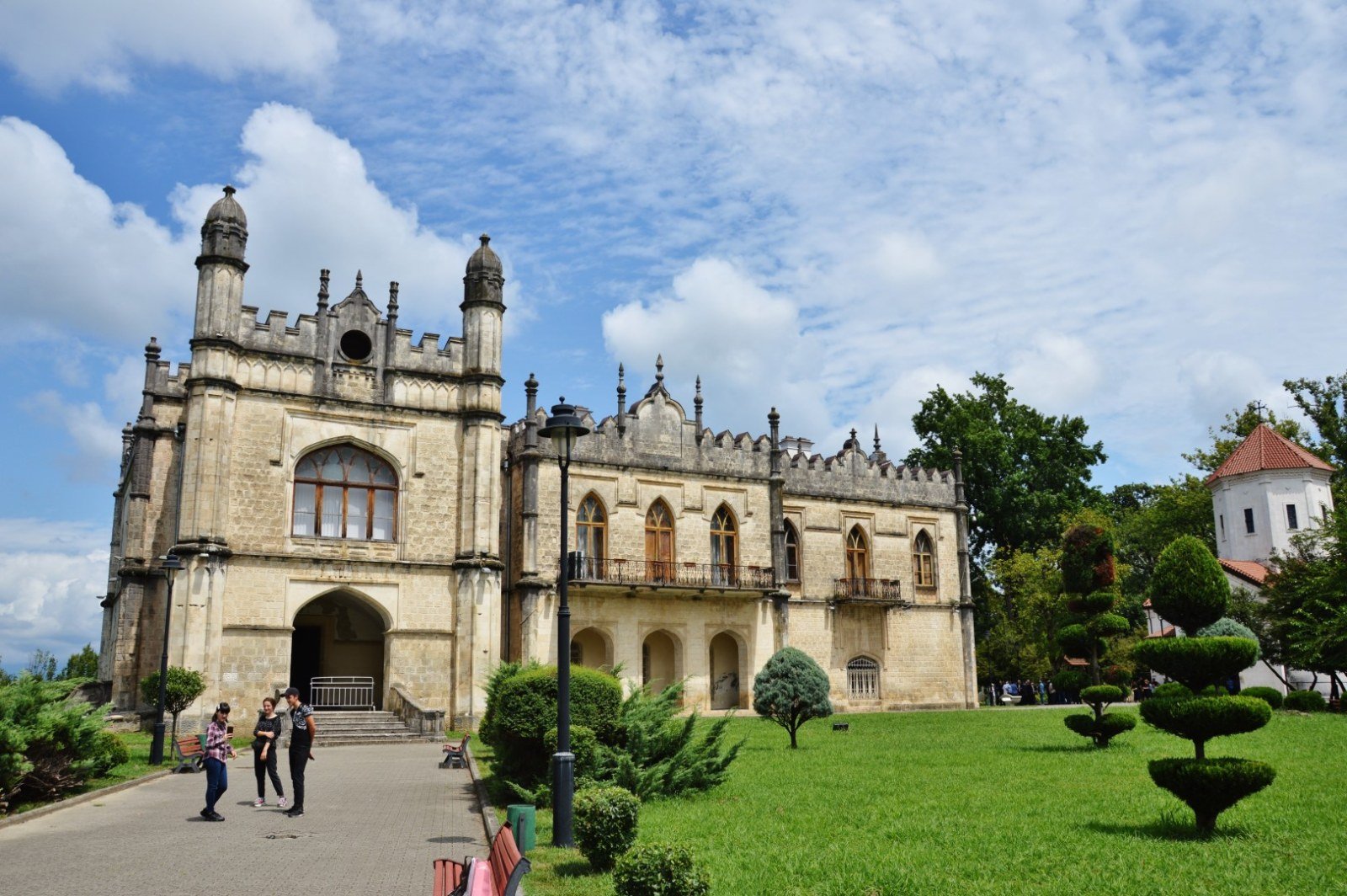 Dadiani Palace in Zugdidi with the church in the background