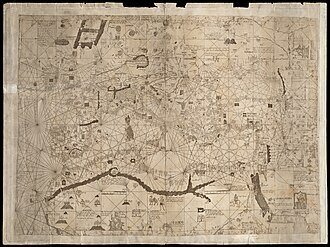 Historical flag of Georgia on Angelino Dulcert's map (14th century) Historical flag of Georgia depicted on cartographer Angelino Dulcert's map in the 14th century