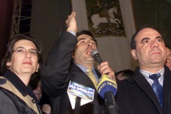 Tres revolucionarios - Burdjanadze, Saakashvili y Jvania