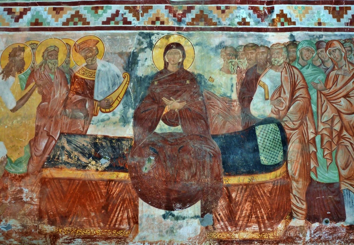 Monasterio de Gelati. Iglesia de la Virgen. Fresco de la Virgen en brazo sur