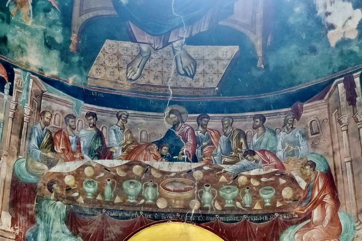 Monasterio de Ubisa. Fresco de la Santa Cena del ábside