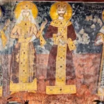 Majestuoso fresco de los reyes georgianos en la Academia de Gelati, símbolo de la Religión en Georgia.